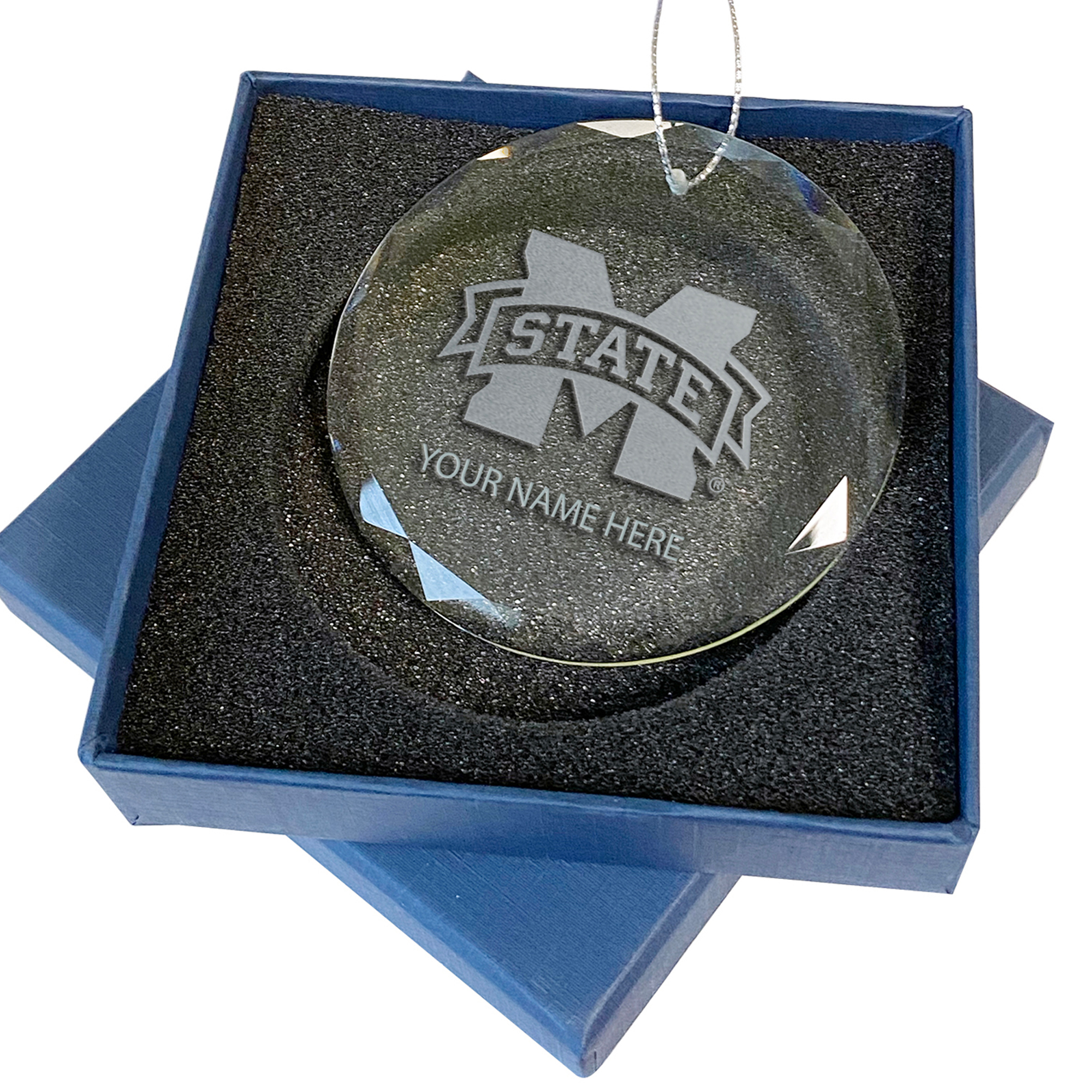 Mississippi State Bulldogs 3.25'' Personalized Etched Glass Ornament