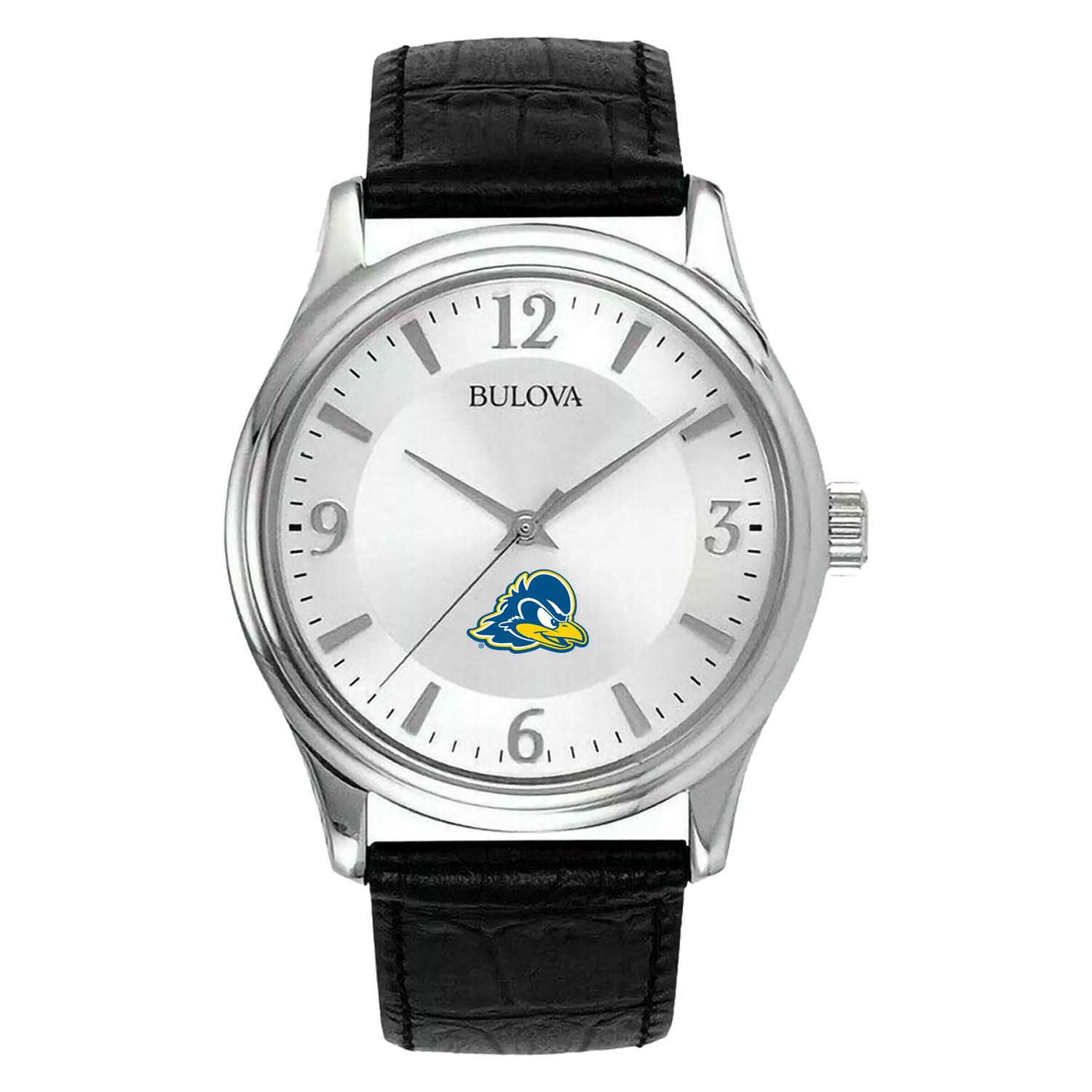 Men's Silver Delaware Fightin' Blue Hens Leather Watch