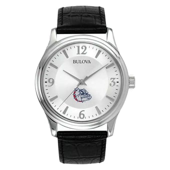 Men's Silver Gonzaga Bulldogs Leather Watch