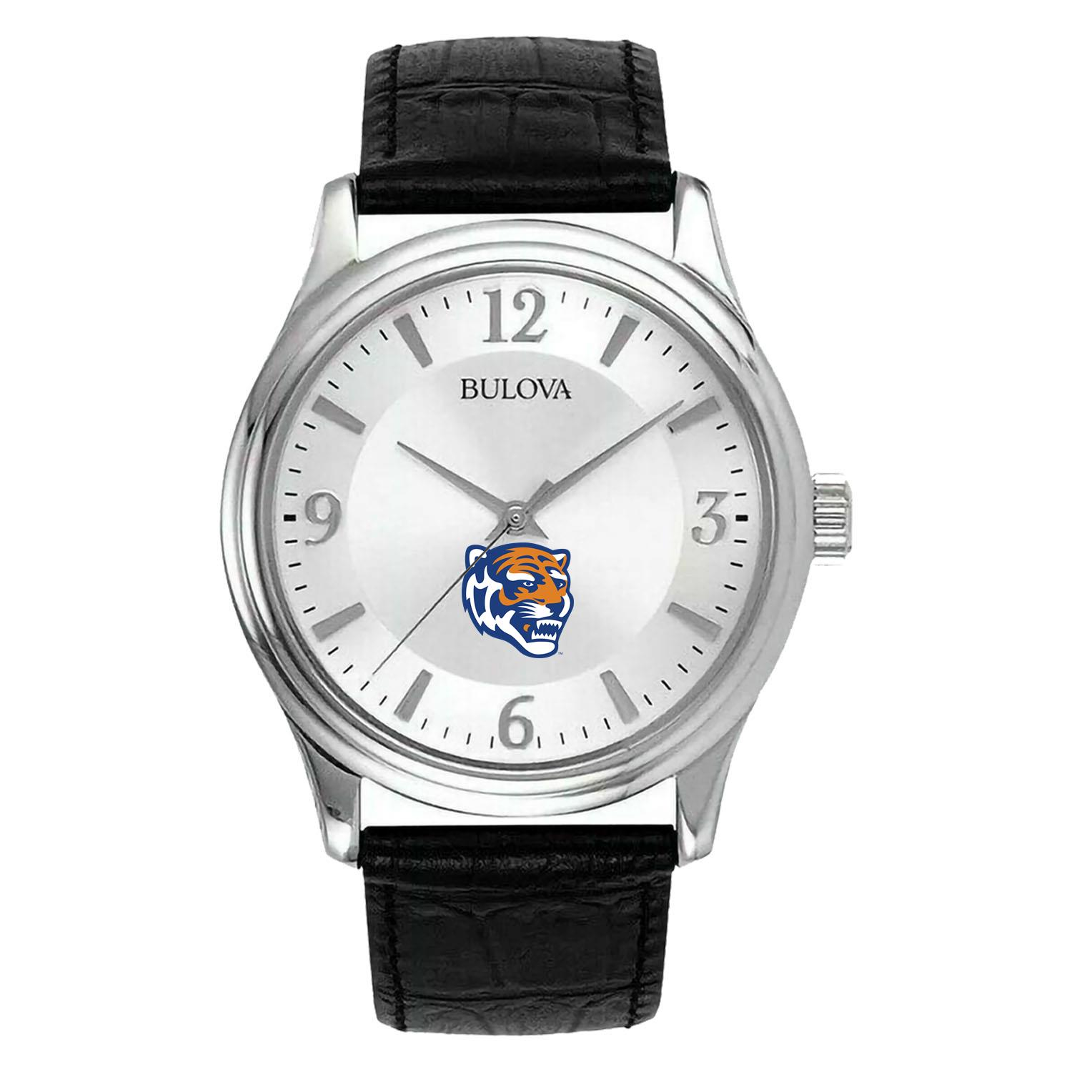 Men's Silver Memphis Tigers Leather Watch