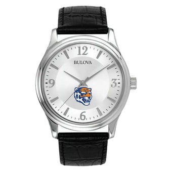 Men's Silver Memphis Tigers Leather Watch