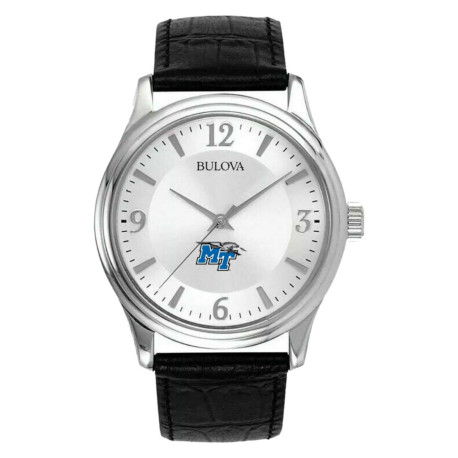 Men's Silver MTSU Blue Raiders Leather Watch