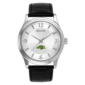 Men's Silver NDSU Bison Leather Watch