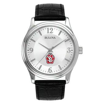 Men's Silver South Dakota Coyotes Leather Watch