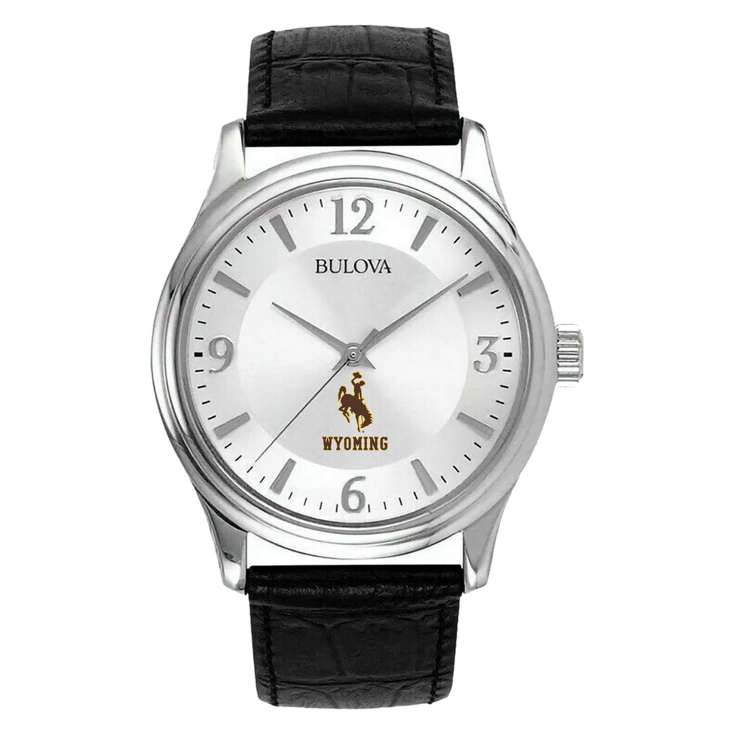 Men's Silver Wyoming Cowboys Leather Watch