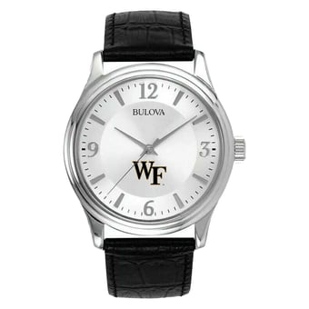 Men's Silver Wake Forest Demon Deacons Leather Watch