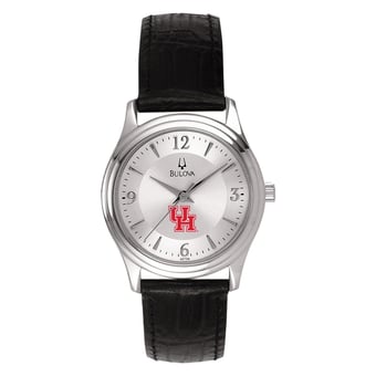 Women's Silver Houston Cougars Leather Watch