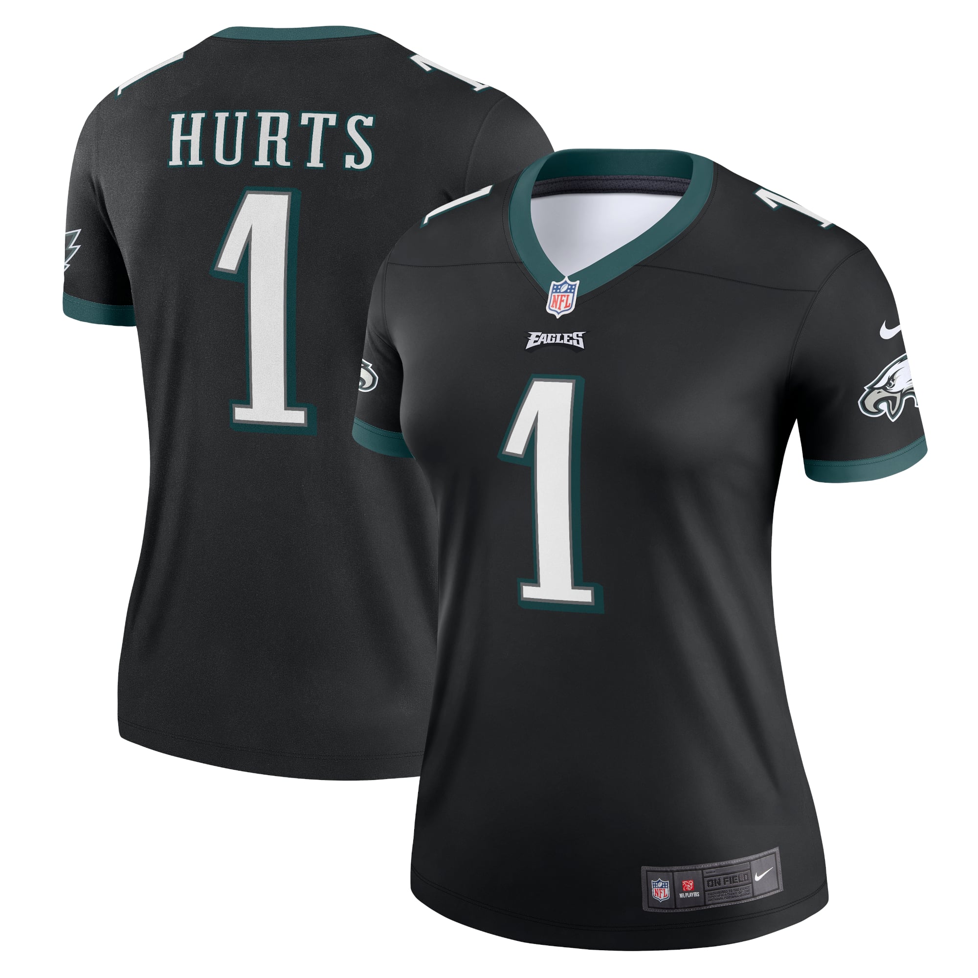 Women's Nike Jalen Hurts Black Philadelphia Eagles Legend Jersey: retailer-supplied image