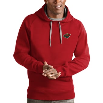 Men's Antigua Red Minnesota Wild Victory Pullover Hoodie