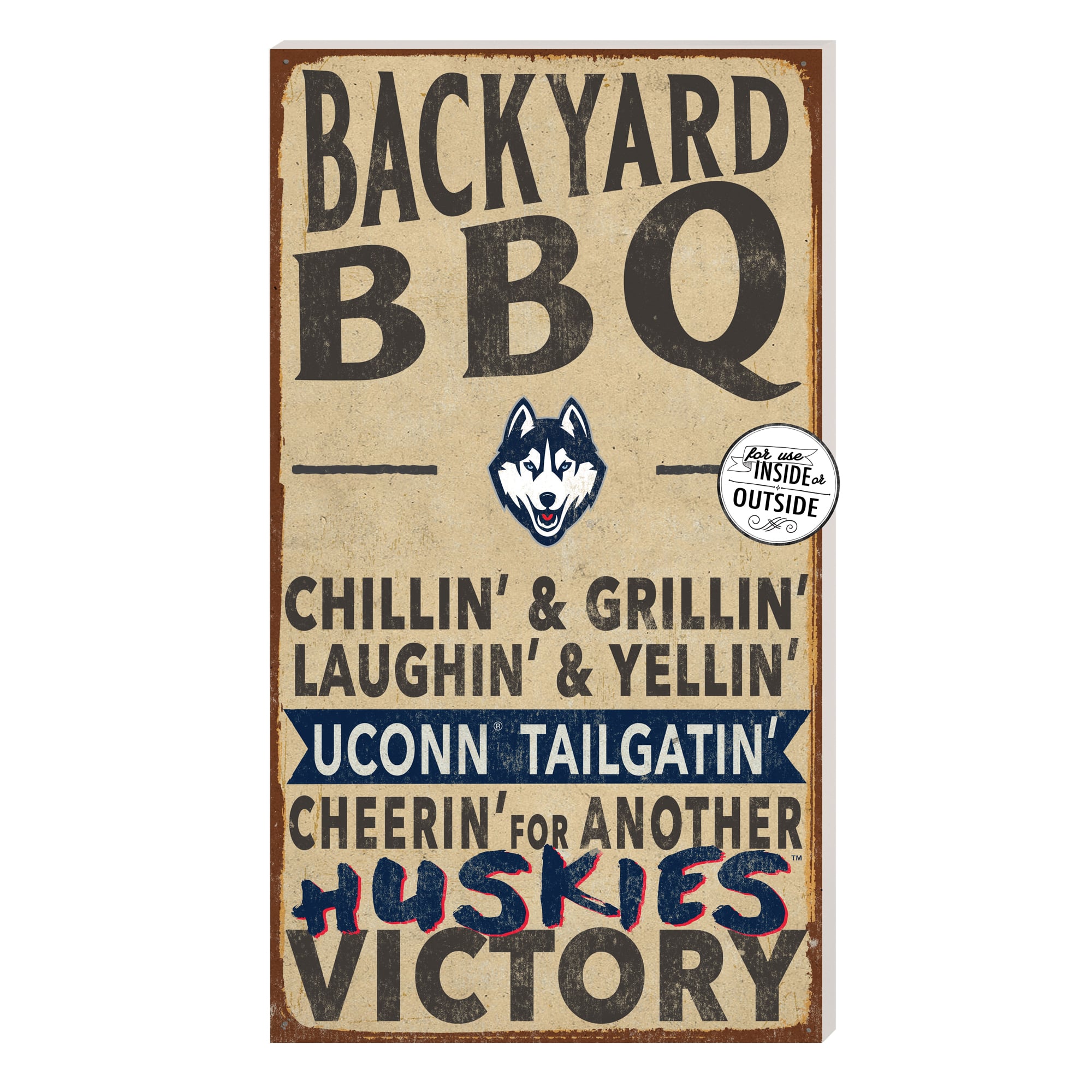 Brown UConn Huskies 11'' x 20'' Indoor/Outdoor BBQ Sign