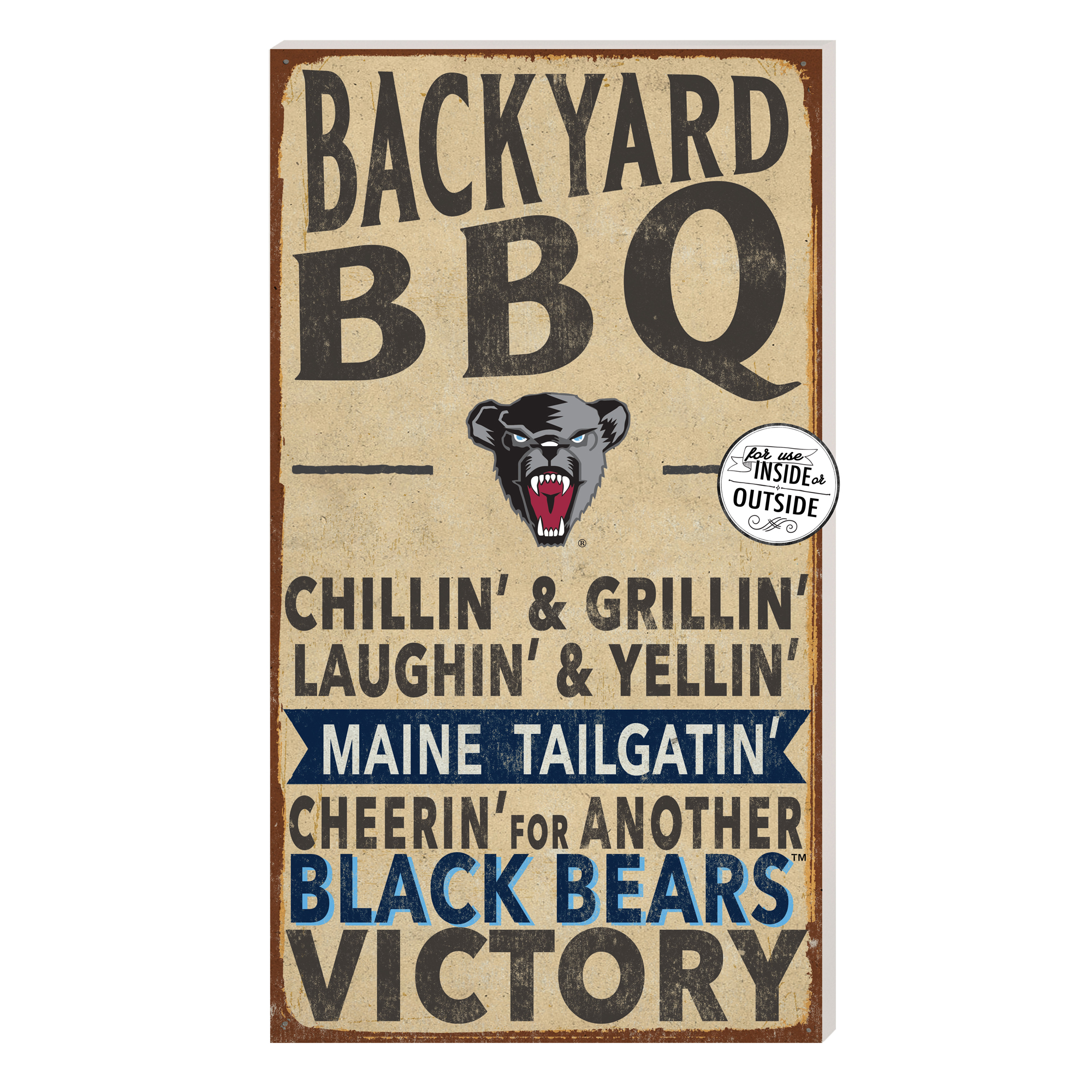 Brown Maine Black Bears 11'' x 20'' Indoor/Outdoor BBQ Sign