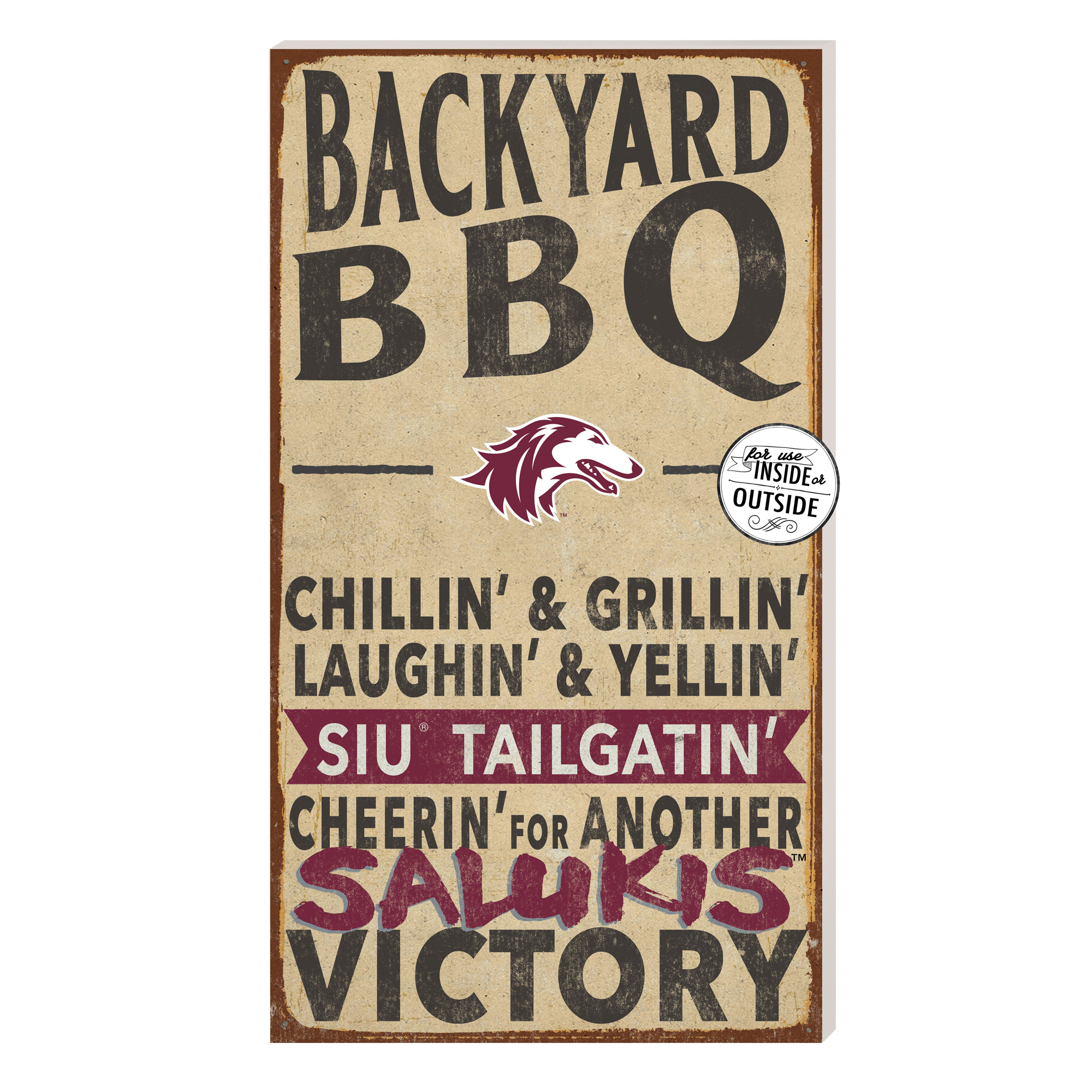 Brown Southern Illinois Salukis 11'' x 20'' Indoor/Outdoor BBQ Sign
