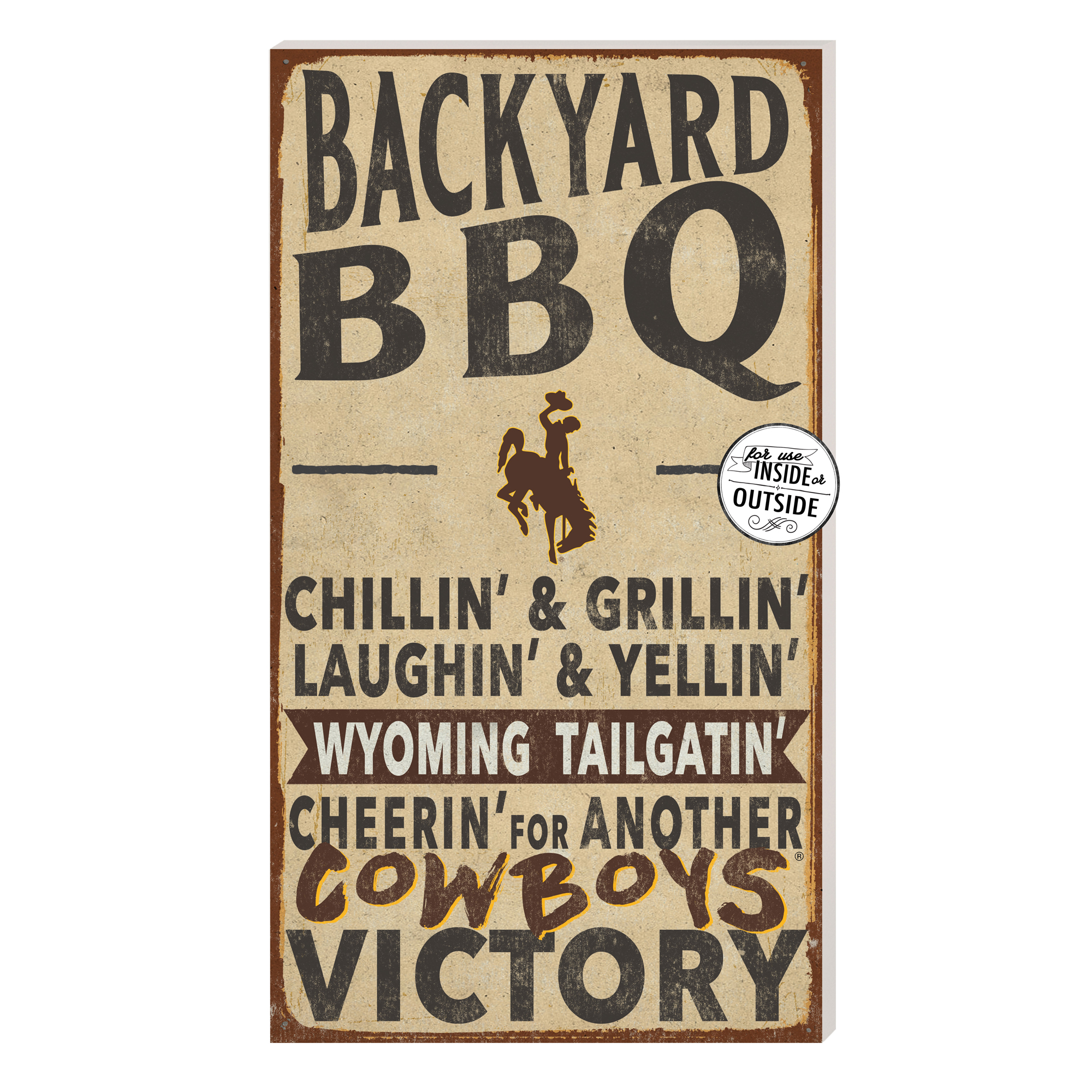 Brown Wyoming Cowboys 11'' x 20'' Indoor/Outdoor BBQ Sign