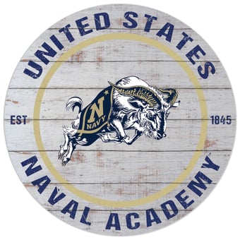 White Navy Midshipmen 20'' x 20'' Indoor/Outdoor Weathered Circle Sign