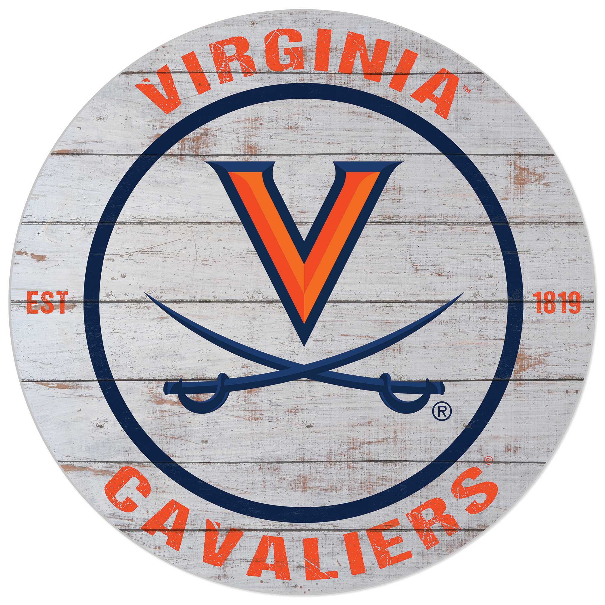 White Virginia Cavaliers 20” x 20” Indoor/Outdoor Weathered Circle Sign White Virginia Cavaliers 20” x 20” Indoor/Outdoor Weathered Circle Sign