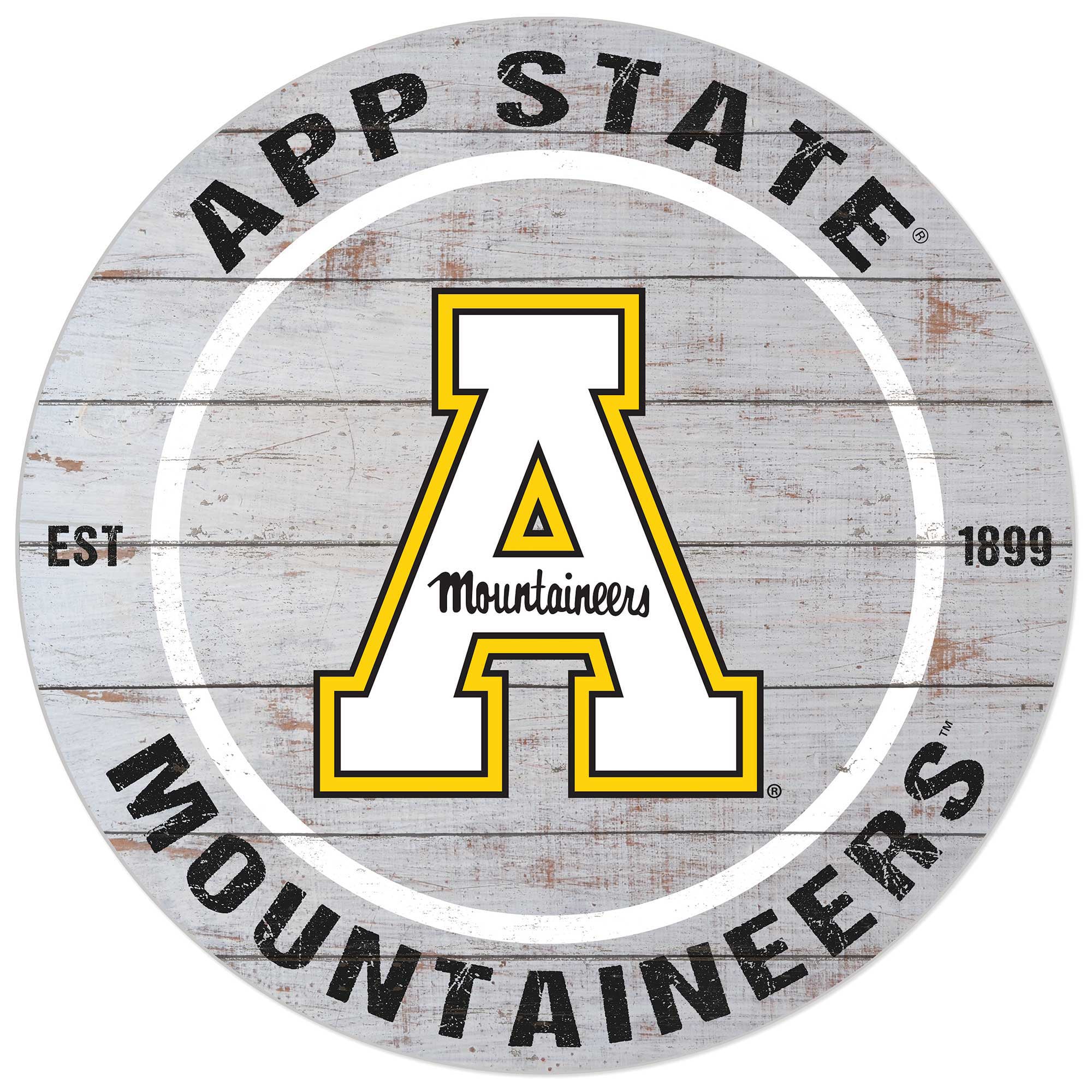 White Appalachian State Mountaineers 20'' x 20'' Indoor/Outdoor Weathered Circle Sign