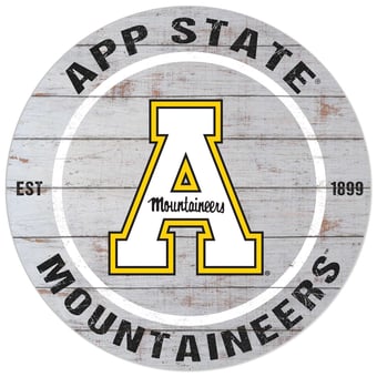 White Appalachian State Mountaineers 20'' x 20'' Indoor/Outdoor Weathered Circle Sign