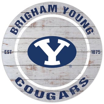White BYU Cougars 20'' x 20'' Indoor/Outdoor Weathered Circle Sign