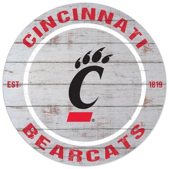 White Cincinnati Bearcats 20'' x 20'' Indoor/Outdoor Weathered Circle Sign