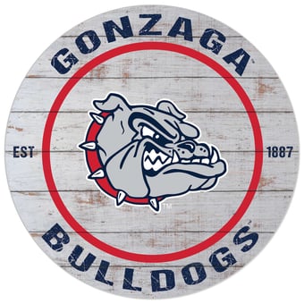 White Gonzaga Bulldogs 20'' x 20'' Indoor/Outdoor Weathered Circle Sign
