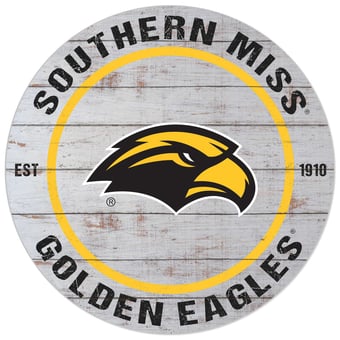 White Southern Miss Golden Eagles 20'' x 20'' Indoor/Outdoor Weathered Circle Sign