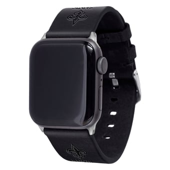 Black New Orleans Saints Leather Apple Watch Band