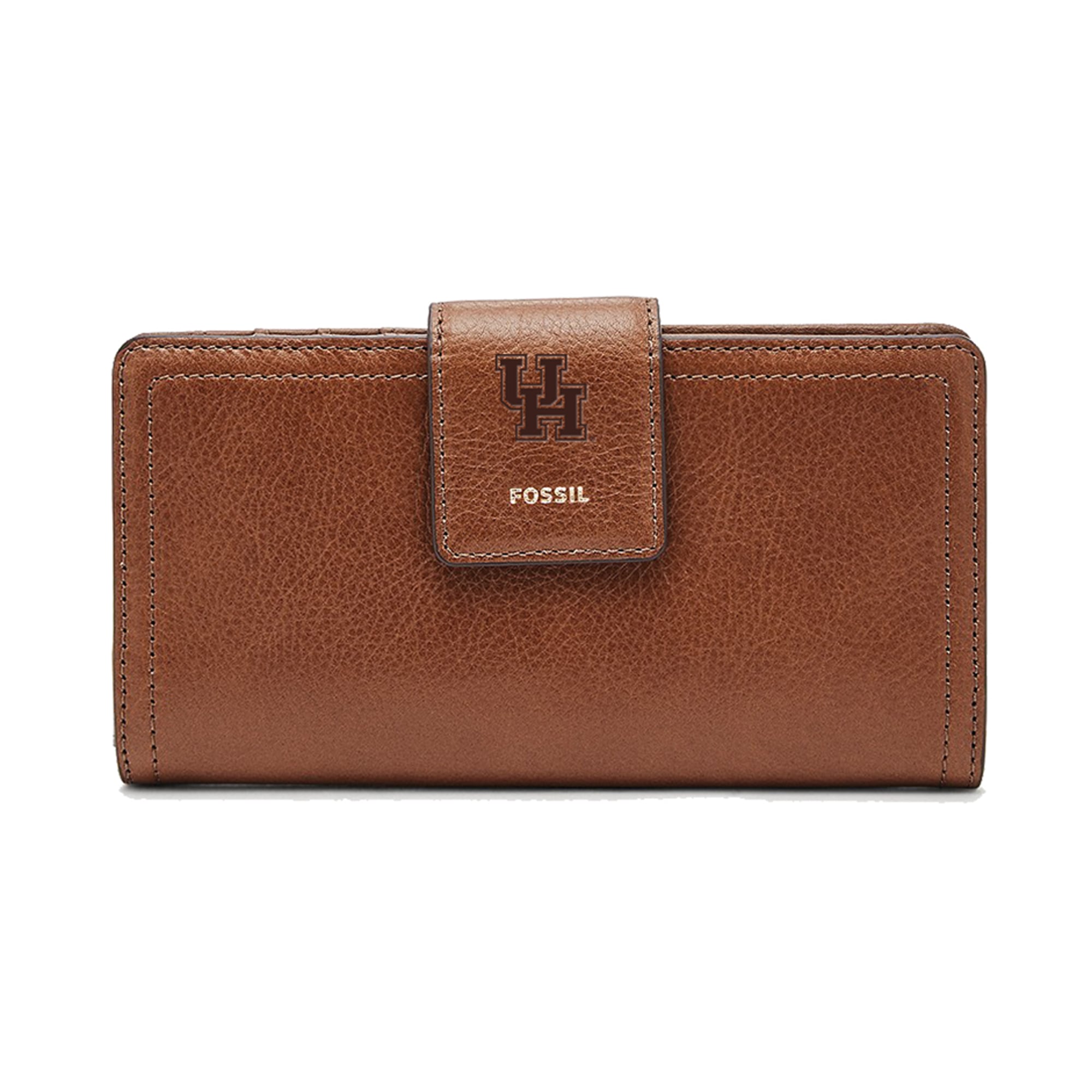 Women's Fossil Brown Houston Cougars Leather Logan RFID Tab Clutch