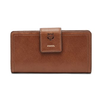 Women's Fossil Brown Arkansas State Red Wolves Leather Logan RFID Tab Clutch