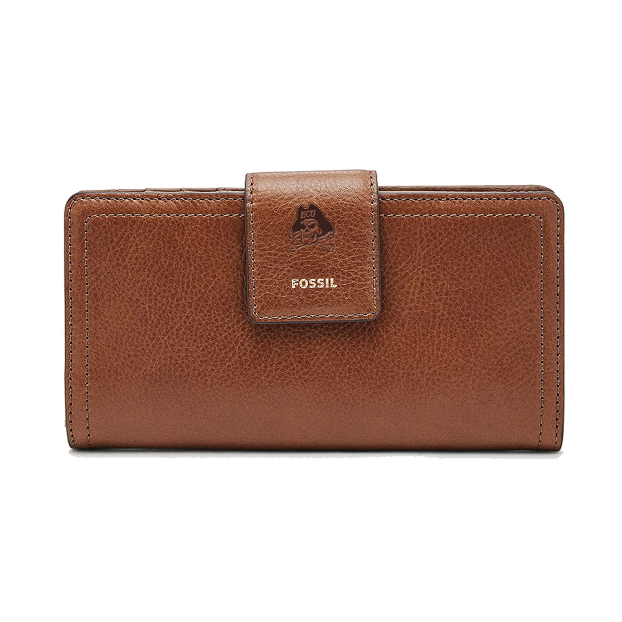 Women's Fossil Brown ECU Pirates Leather Logan RFID Tab Clutch