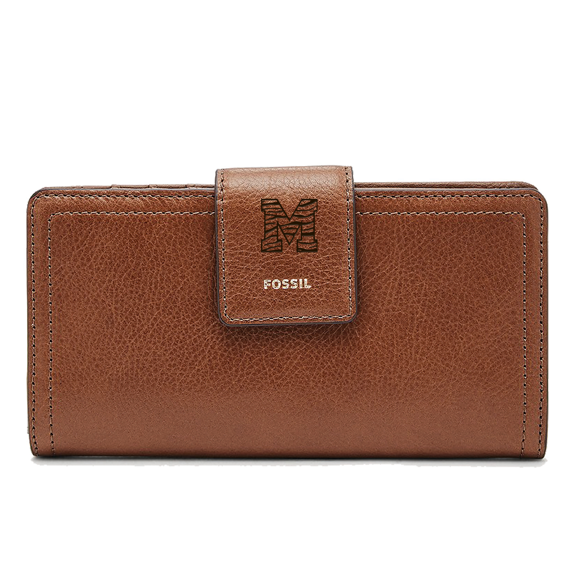 Women's Fossil Brown Memphis Tigers Leather Logan RFID Tab Clutch