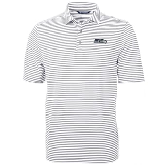 Men's Cutter & Buck White Seattle Seahawks Big & Tall Virtue Eco Pique Stripe Recycled Polo