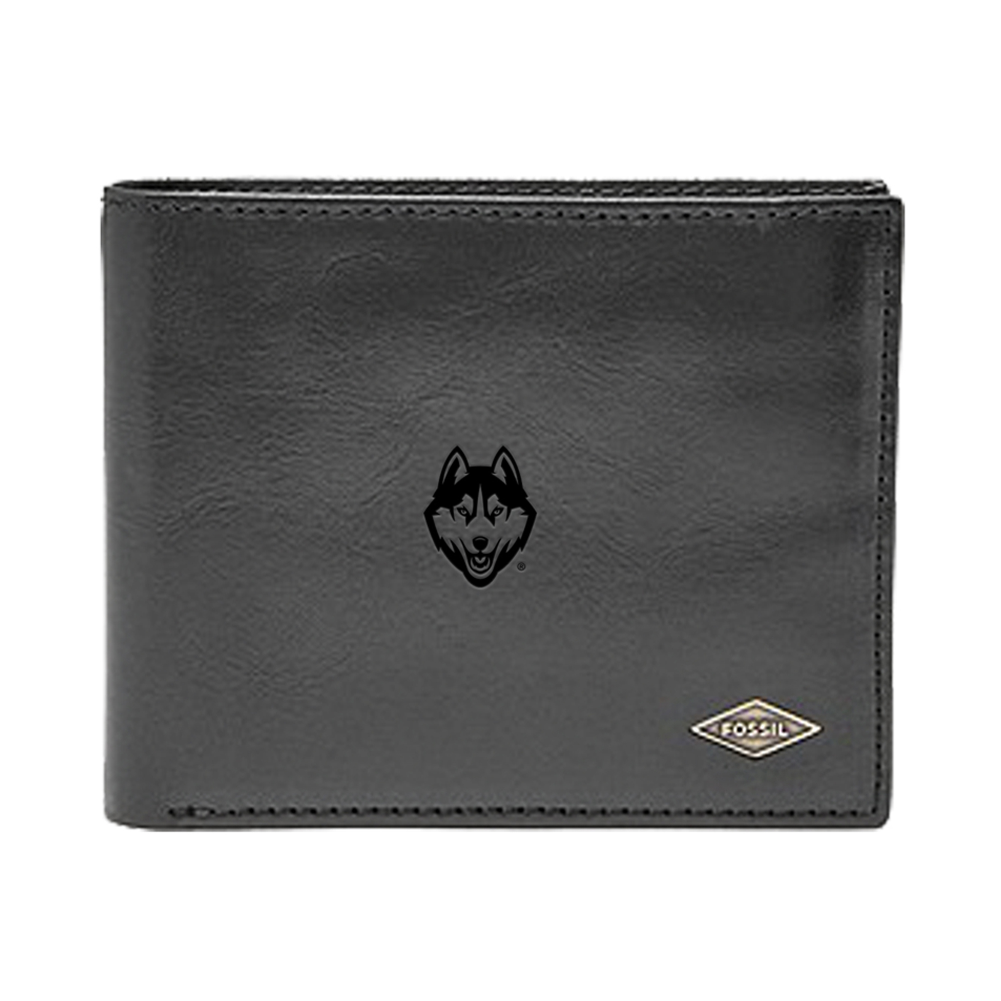 Men's Fossil UConn Huskies Leather Ryan RFID Flip ID Bifold Wallet