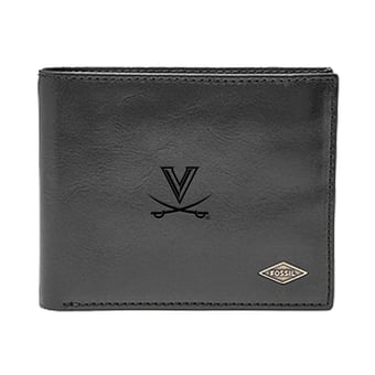 Men's Fossil Black Virginia Cavaliers Leather Ryan RFID Flip ID Bifold Wallet
