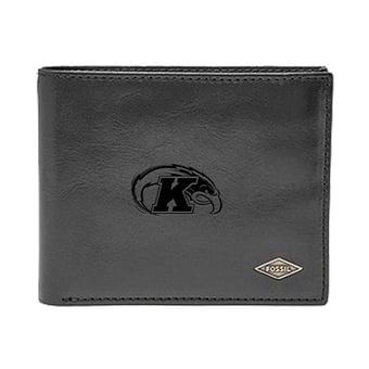 Men's Fossil Kent State Golden Flashes Leather Ryan RFID Flip ID Bifold Wallet