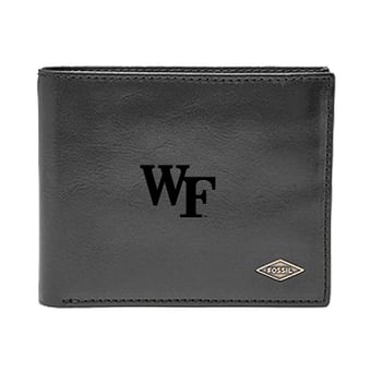 Men's Fossil Black Wake Forest Demon Deacons Leather Ryan RFID Flip ID Bifold Wallet