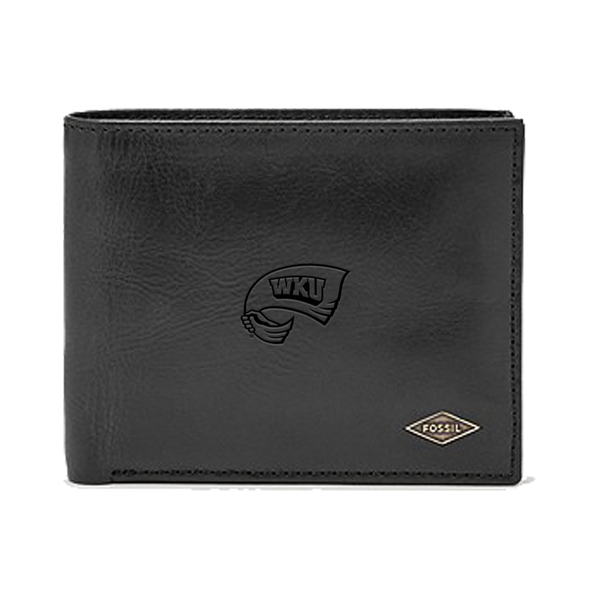Men's Fossil Black Western Kentucky Hilltoppers Leather Ryan RFID Passcase Wallet