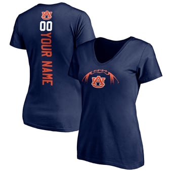 Women's Navy Auburn Tigers Playmaker Football Personalized Name & Number V-Neck T-Shirt