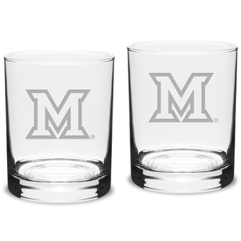 Miami University RedHawks 14oz. 2-Piece Classic Double Old-Fashioned Glass Set