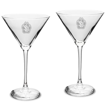 South Dakota Coyotes Two-Piece Traditional 10oz. Martini Glass Set