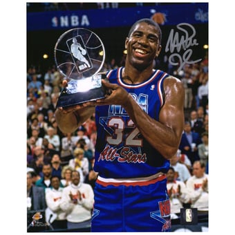 Magic Johnson Los Angeles Lakers Autographed 8" x 10" 1992 All-Star Game Trophy Photograph
