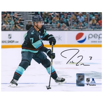 Jordan Eberle Seattle Kraken Autographed 8" x 10" Navy Skating Photograph