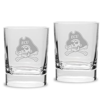 ECU Pirates 2-Piece 11.75oz. Square Double Old Fashioned Glass Set