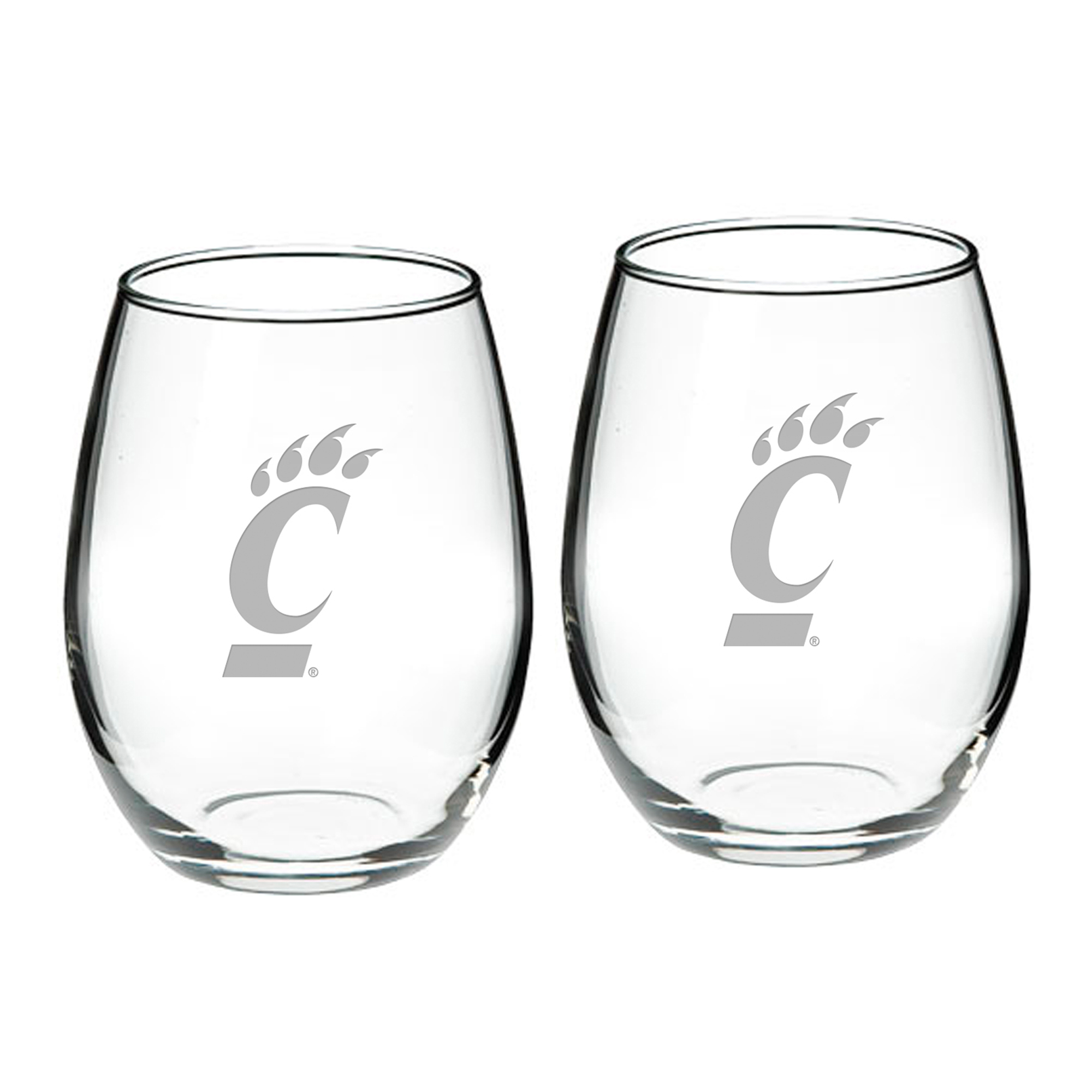 Cincinnati Bearcats 2-Piece 21oz. Stemless Wine Glass Set