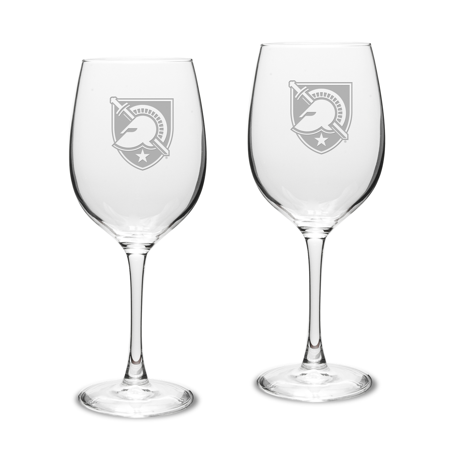 Army Black Knights 2-Piece 16oz. Traditional White Wine Glass Set