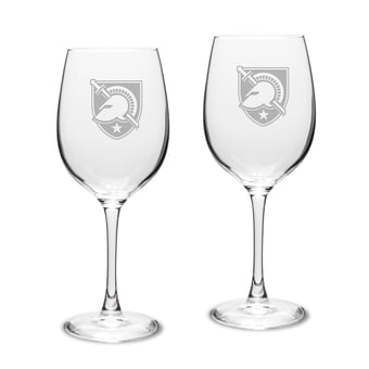 Army Black Knights 2-Piece 16oz. Traditional White Wine Glass Set