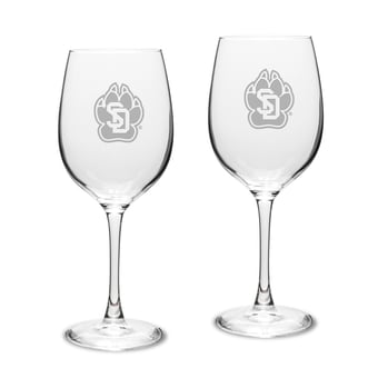 South Dakota Coyotes 2-Piece 16oz. Traditional White Wine Glass Set
