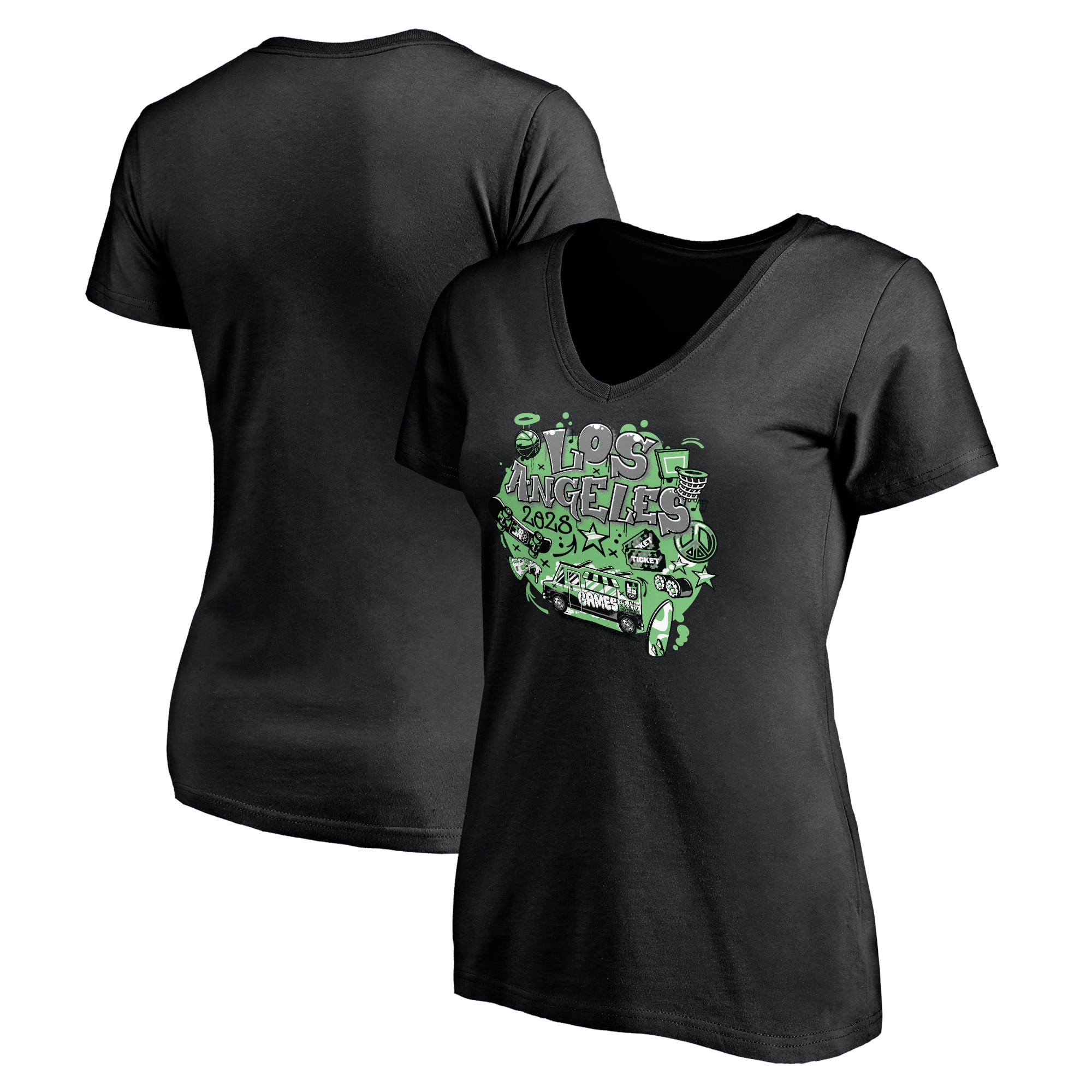 Women's Black LA 2028 Summer Olympics V-Neck T-Shirt
