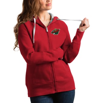 Women's Antigua Red Minnesota Wild Victory Full-Zip Hoodie