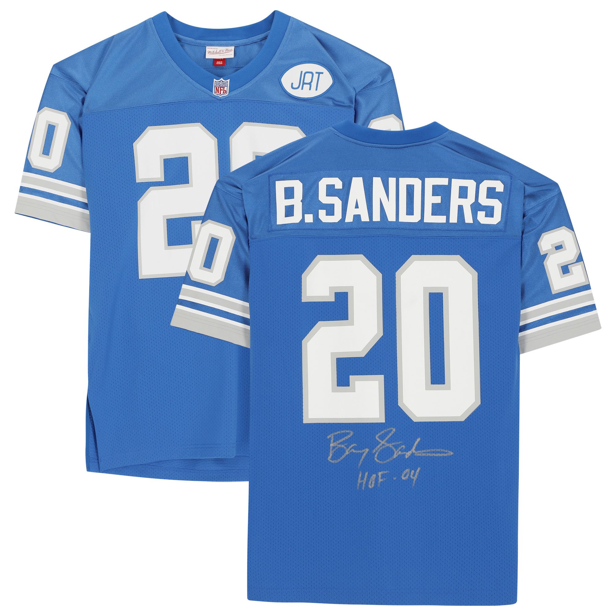 Barry Sanders Detroit Lions Autographed Blue Mitchell & Ness Authentic Jersey with "HOF 04" Inscription