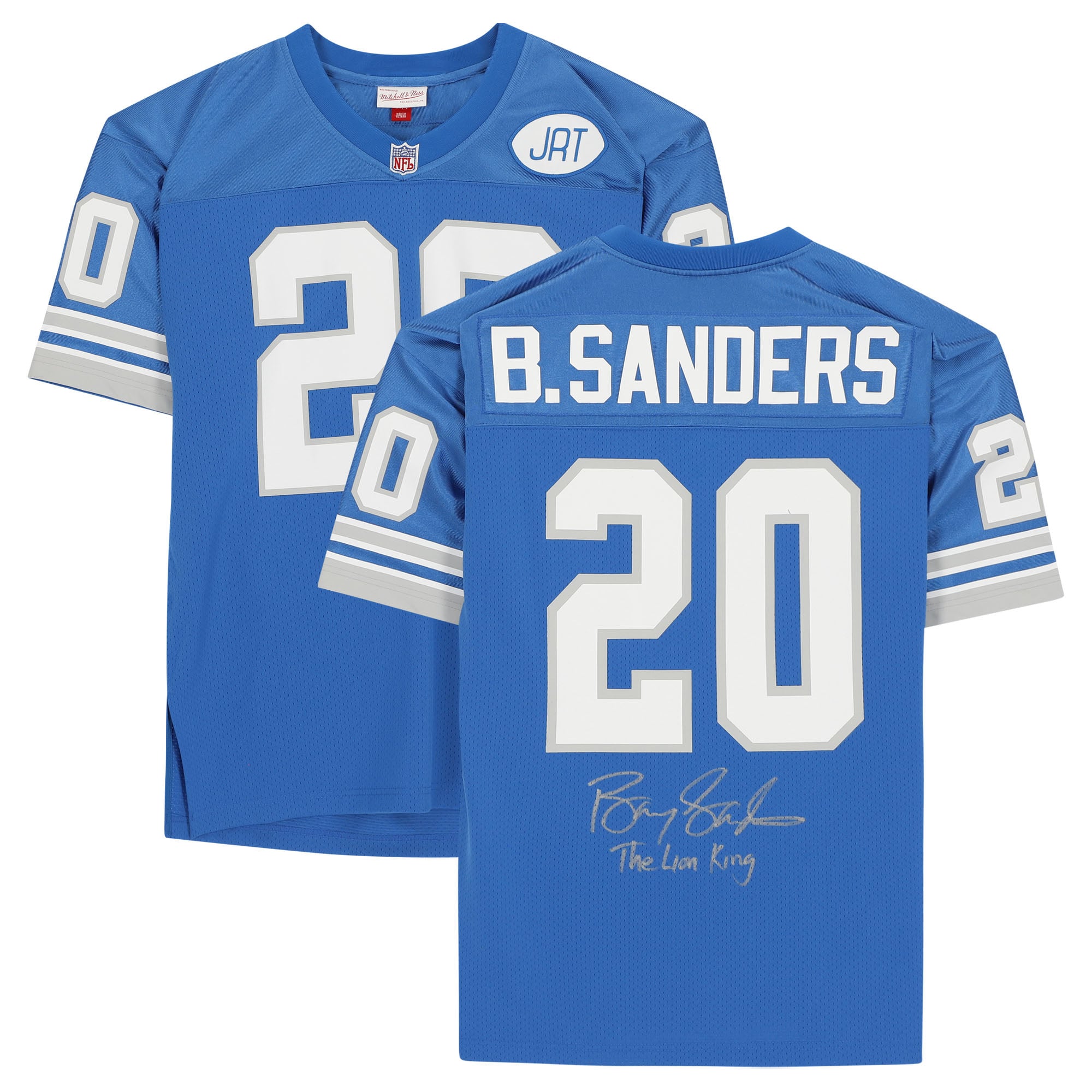 Barry Sanders Detroit Lions Autographed Light Blue Mitchell & Ness Authentic Jersey with “Lion King” Inscription Barry Sanders Detroit Lions Autographed Light Blue Mitchell & Ness Authentic Jersey with “Lion King” Inscription